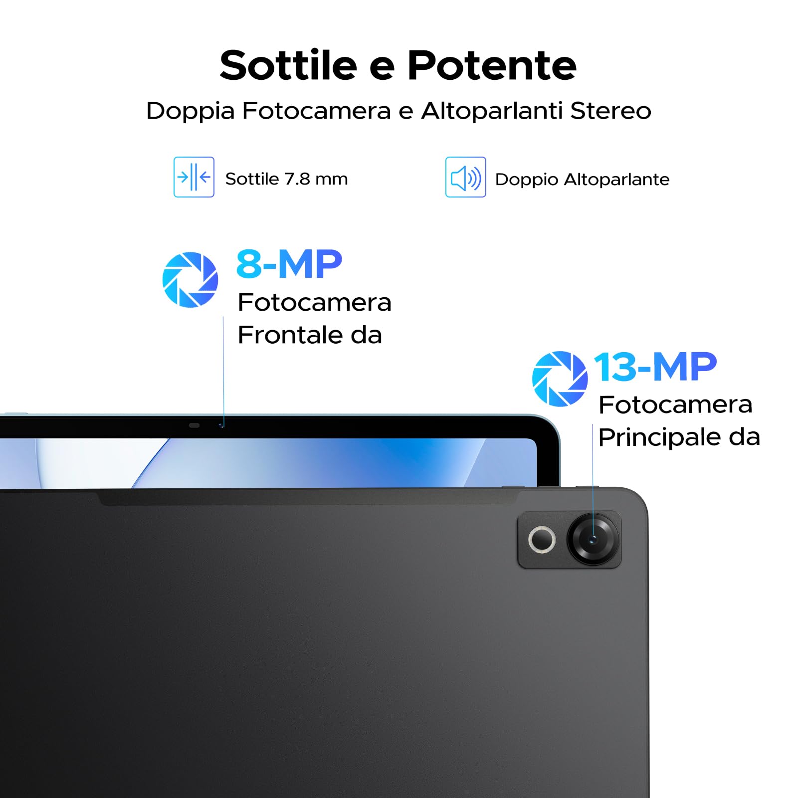 P12 Android 16 Tablet 12 Pollici,T7280 Octa-Core,48 RAM,Nero | 128GB/2TB TF, IPS 2.4K Display 120 Hz, 10000 mAh,WiFi5, 8MP+13MP,Gemini AI, Tablet con Tastiera, Face ID/GPS/OTG/FM