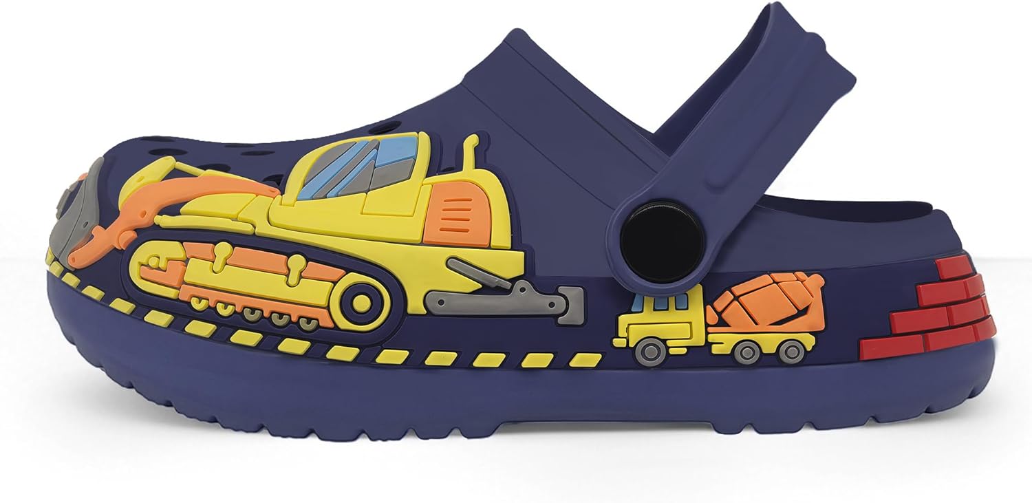 Toddler Girls Boys Clogs Cute Cartoon Front Loader Pattern Garden Clogs Children Little Kids Slip on Slides Sandals Slippers Indoor Outdoor Shower Beach Pool Water Shoes 6 Toddler Deepblue image 4 of 6 B0FSSJ4FFP