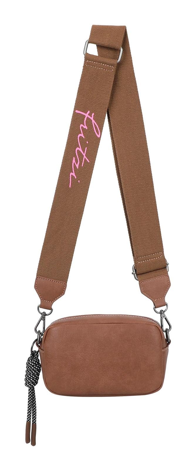 Fritzi Cross Bag Lou Crossbody Damen Umhängetasche Schultertasche Lederimitat Reißverschluss Alltag Reisen Freizeit 14,5 x 22 x 7 cm – Schwarz, Grau, Braun, Blaugrau, Beige, Taupe, Blau, Rot, Gelb