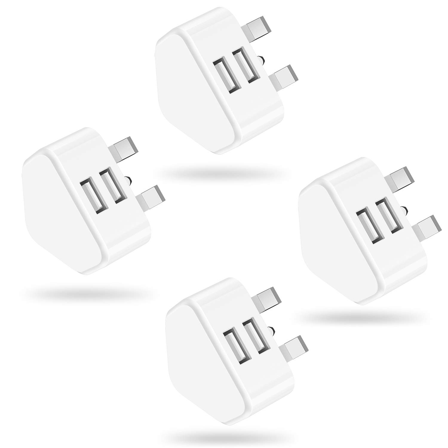 Niluoya USB Charger Plug, 4-Pack 2.1A 5V Dual Port USB Power Adapter Wall Charging Adaptor for 13 12 11 Pro Max Xs XR X 11 8 7 6 6S Plus 5S 5C SE 2020, Samsung Galaxy S21 S20, LG, Android, Cell Phone