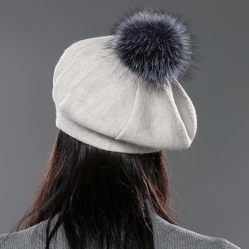 Womens Winter Beret Hat Knitted Beanie Cap Autumn Winter Hat French Classic Beret - Image 2