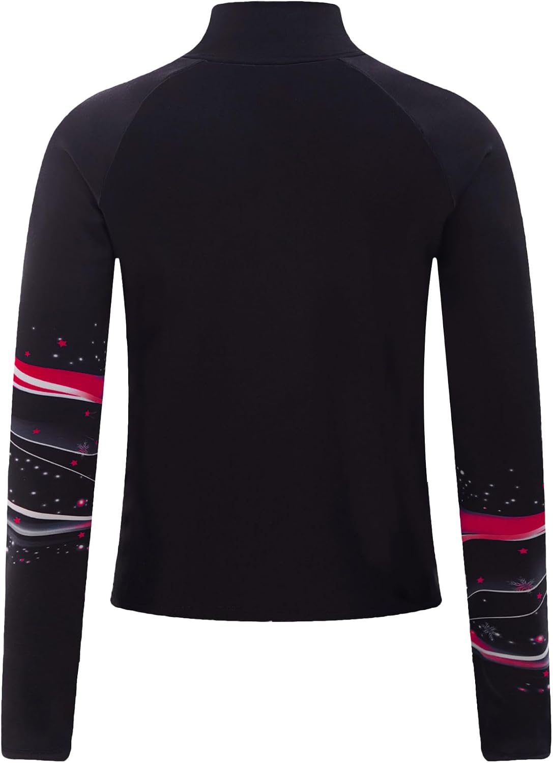 Girls Long Sleeve Stand Collar Shirts Stylish Printed Skating Jacket for Figure Skating Training Competition