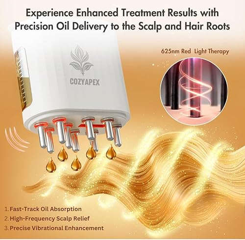 Miniatura 2 de Paquete de cuidado del cabello de alta calidad, aplicador de aceite eléctrico 2 en 1, cepillo masajeador del cuero cabelludo, aceite de crecimiento