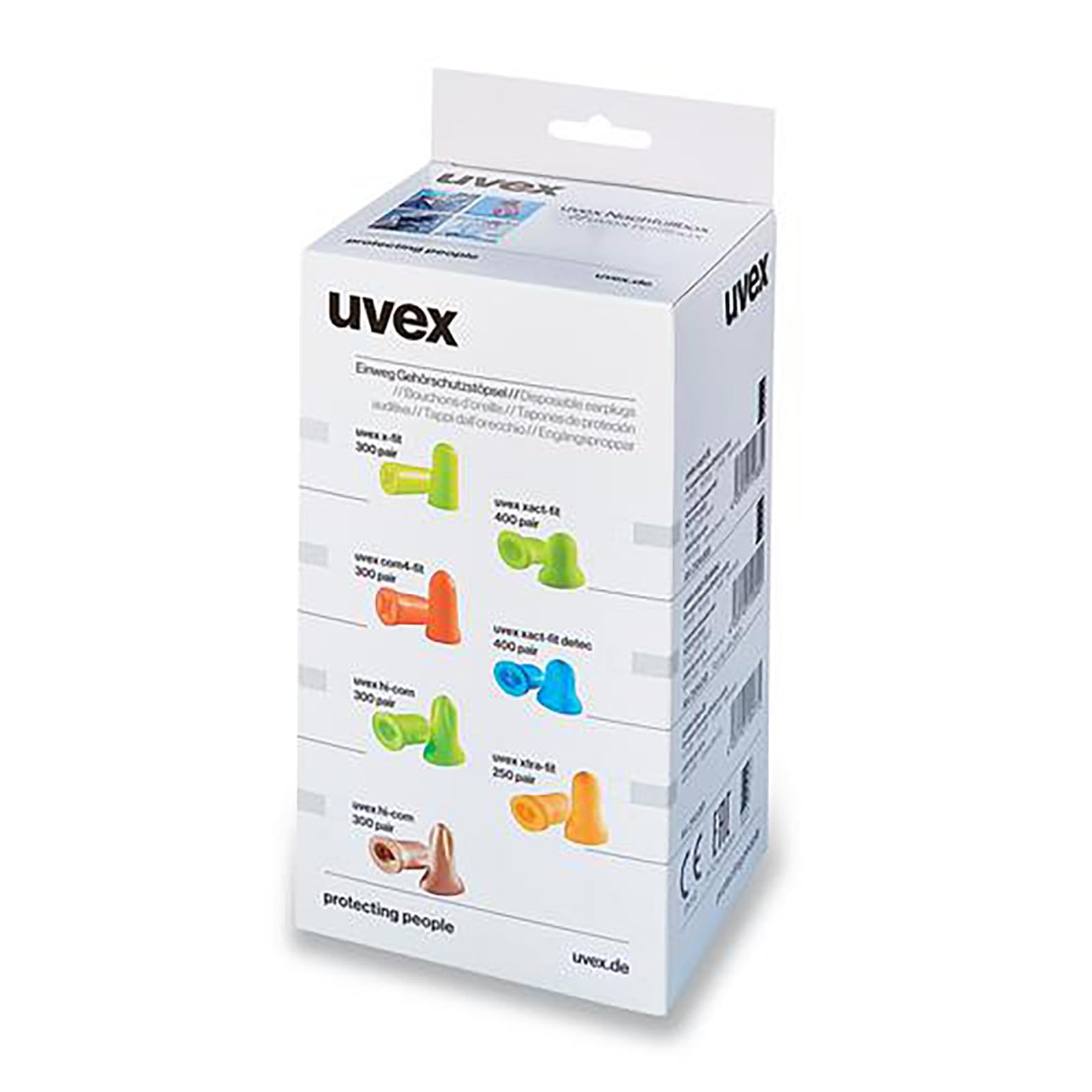 Uvex Lot de 300 paires de bouchons d'oreille jetables avec boîte de recharge Beige