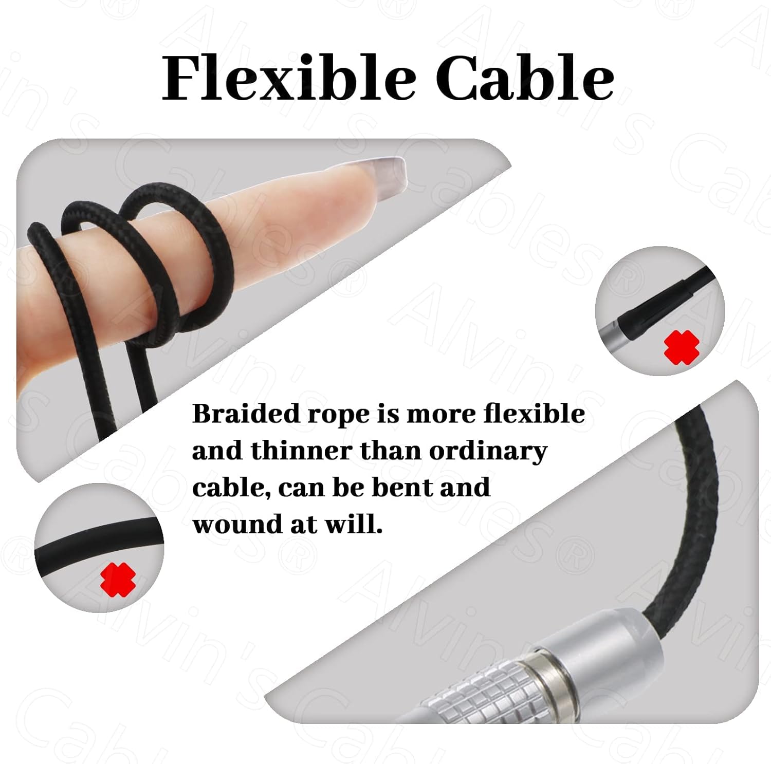Alvin's Cables Flexible 2 Pin Male to D-tap Power Cable for Teradek, SmallHD Monitor, Vaxis 60cm|23.6inches Braided Wire