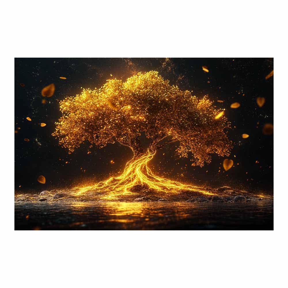 ZAMAEIU Tree of life wall art Golden-Veined Tree abstract canvas wall, For Bathroom, Living Room, Bedroom, Office.Gift for Home Decor(golden)-30x50cm Unframed