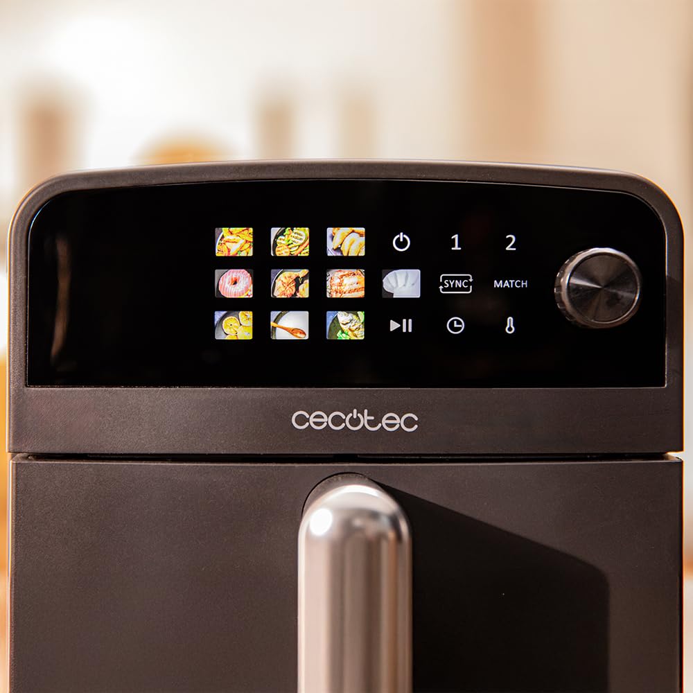 Cecotec Friteuse à Air de 10L avec Cuves Superposées Cecofry DuoLevel 10000. 2400W, Cuves de 5L, Contrôle Tactile, 6 Programmes Préconfigurés pour une Cuisson Rapide et Saine | Cuves superposées de 5 litres, contrôle tactile, 6 programmes préconfigurés, c