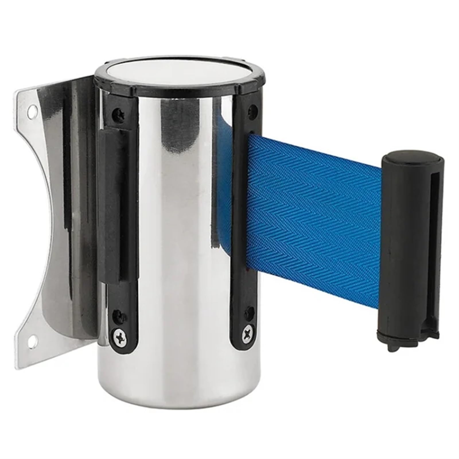 YNIYUJKL Retractable Belt Barrier Stanchion - 5M Wall-Mounted Crowd Control Tape, Durable Stainless Steel Ribbon For Outdoor Events, Queue Management, Safety, And Sports,Blue-eters