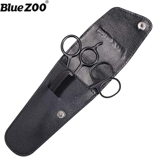 Miniatura 5 de Tijeras de pelo facial curvo y peine de madera para barba para hombres, cejas pestañas, nariz, corte de pelo para hombres y mujeres, peine de