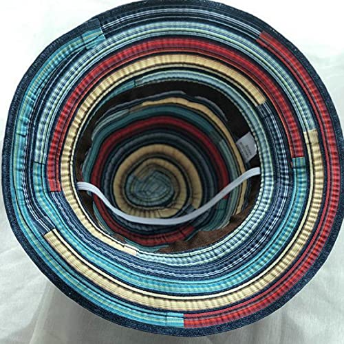 Aerveal 2019 Summer Women Hatswide Side Sun Hat Fashion Bucket Cap Women Travel Striped Beach Foldable Brimmed Cotton Hats Girls Sunhat (Color : Style Two)/Style Three/Cap Circumference: Free Size, 56 #TOP5