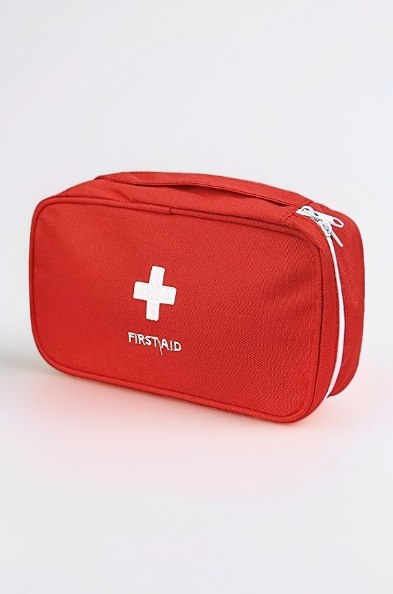 PVC First Aid Bag - First Aid Kit Bag Empty For Home Outdoor Travel Camping Hiking, Mini Empty Medical Storage Bag Portable Pouch, Red