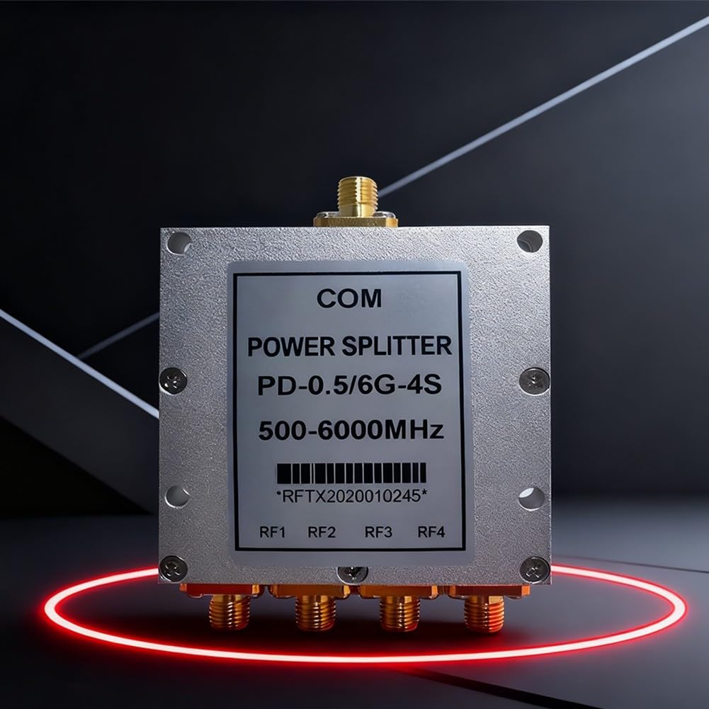 Divisor de potencia a 4 vías 0.5-6G, 2.4G 5.8G Combinador divisor de señal para antena GPS WiFi RF baja pérdida de inserción alto aislamiento (0.5-6G)
