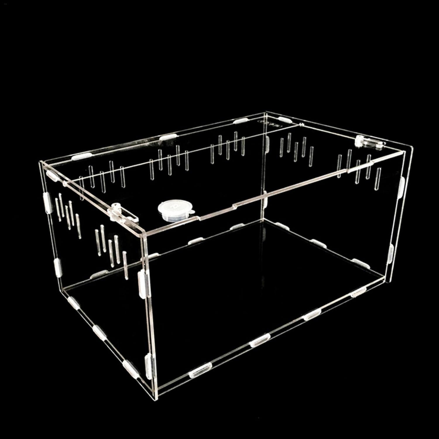 Ronsen Caja de cría de acrílico, terrario portátil Transparente para Reptiles para Mascotas Caja de alimentación de Reptiles para Mascotas pequeñas para arañas, Serpientes pequeñas, Escorpiones