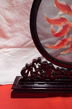 Amazon.co.jp: 直輸入品中国蘇州両面刺繍置物 金魚 伝統工芸品