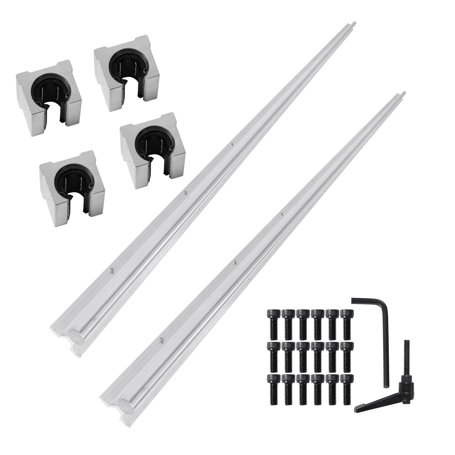 2 PCS SBR20-2200mm Linear Rails and Bearings Kit, 4 PCS SBR20UU Square Type Bearing Blocks, Linear Guide Rails Kit for CNC Equipments