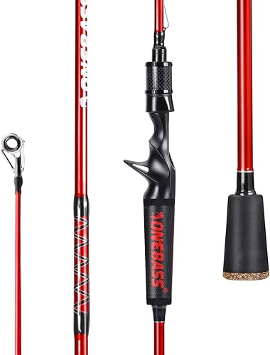 One Bass Cañas de pescar, caña giratoria de grafito IM7 y caña de fundición, 2 cañas de cebo de alta calidad con mango de súper polímero