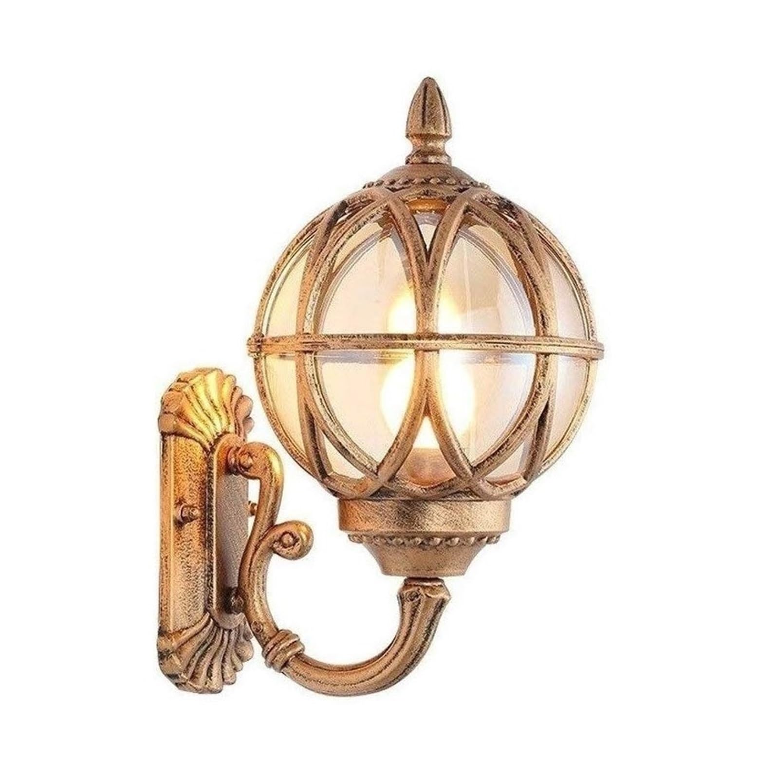 QUSYZD Lamp Post Lights Outdoor, Rainproof Wall Lighting Traditional Landscape Wall Light Aluminum Glass Post Wall Sconces Lamp Patio Villa Garden Balcony Gate Street,Brown_h45cm