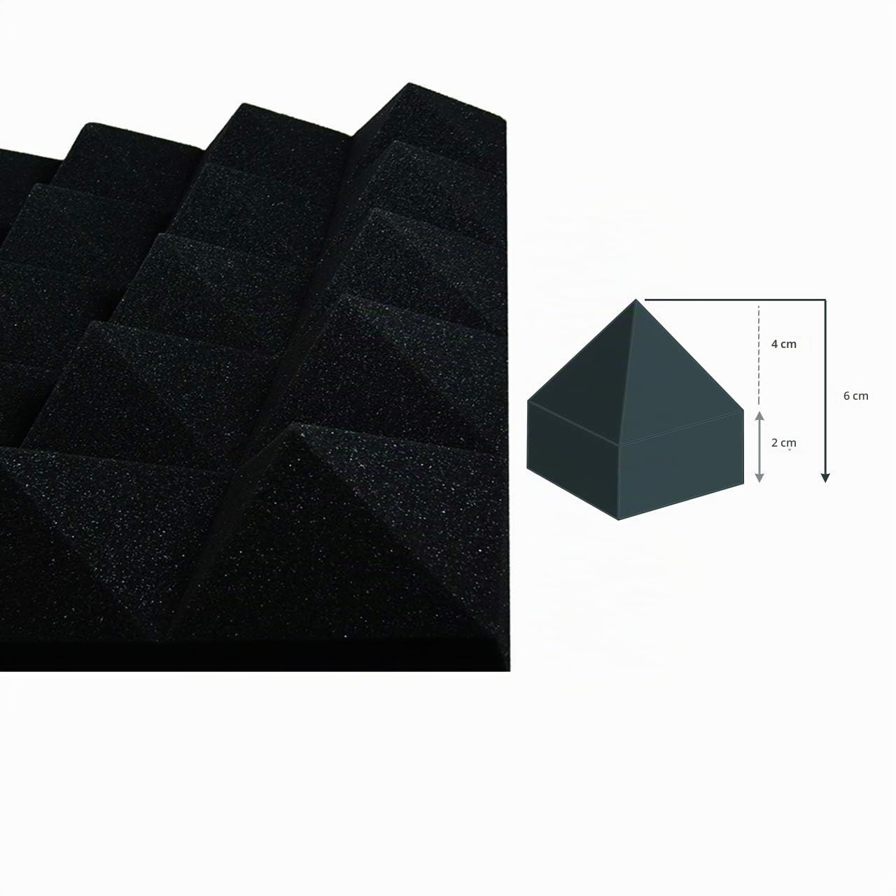 Pannelli Fonoassorbenti Piramidali Ignifughi Certificati Classe 1IM – 50 x 50 x 6cm Densità 30 + Colla MultiSpray (Confezione 30 Pannelli + 1 Bomboletta) – Produzione 100% Italiana