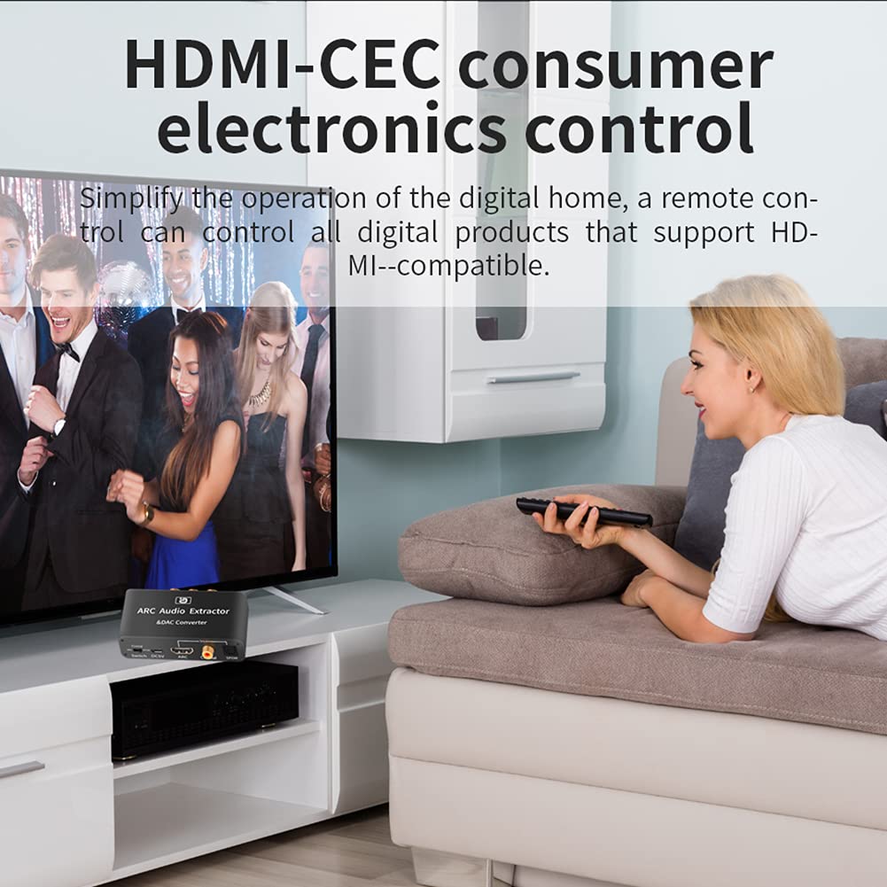 Decodificador de Audio, Extractor de Audio Compatible con ARC HDMI Convertidor DAC HDMI Compatible SPDIF 5.1 Adaptador Divisor de Audio estéreo óptico y de 3,5 mm