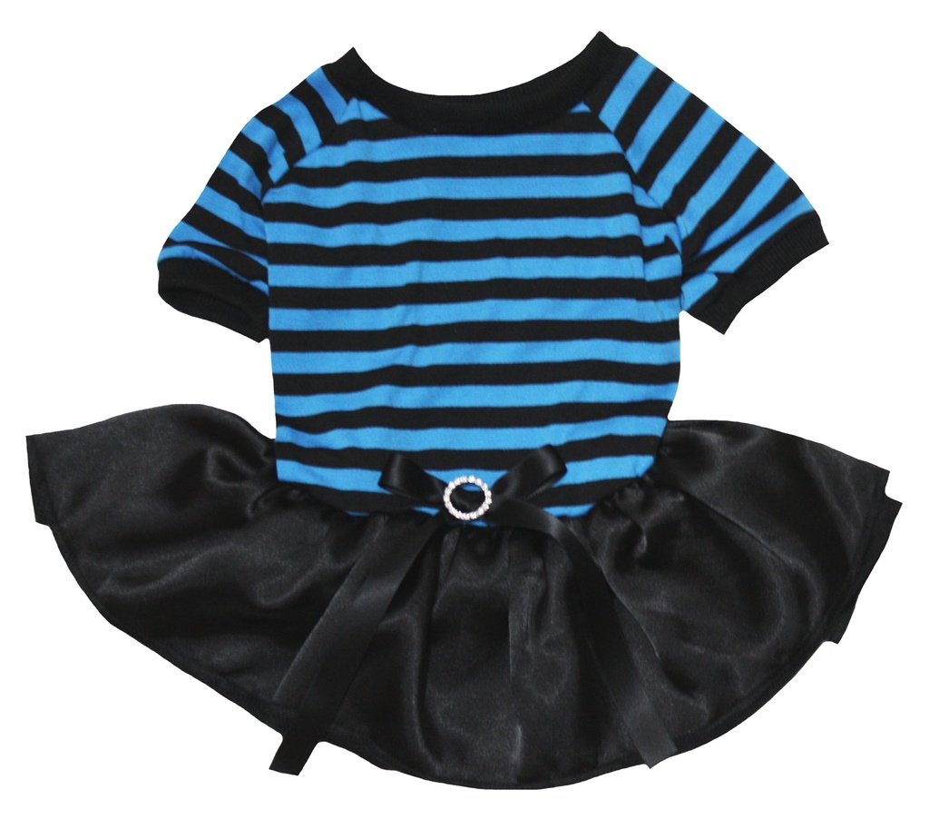 Chiot vêtements pour chien robe bleu noir rayures top chic pour animal