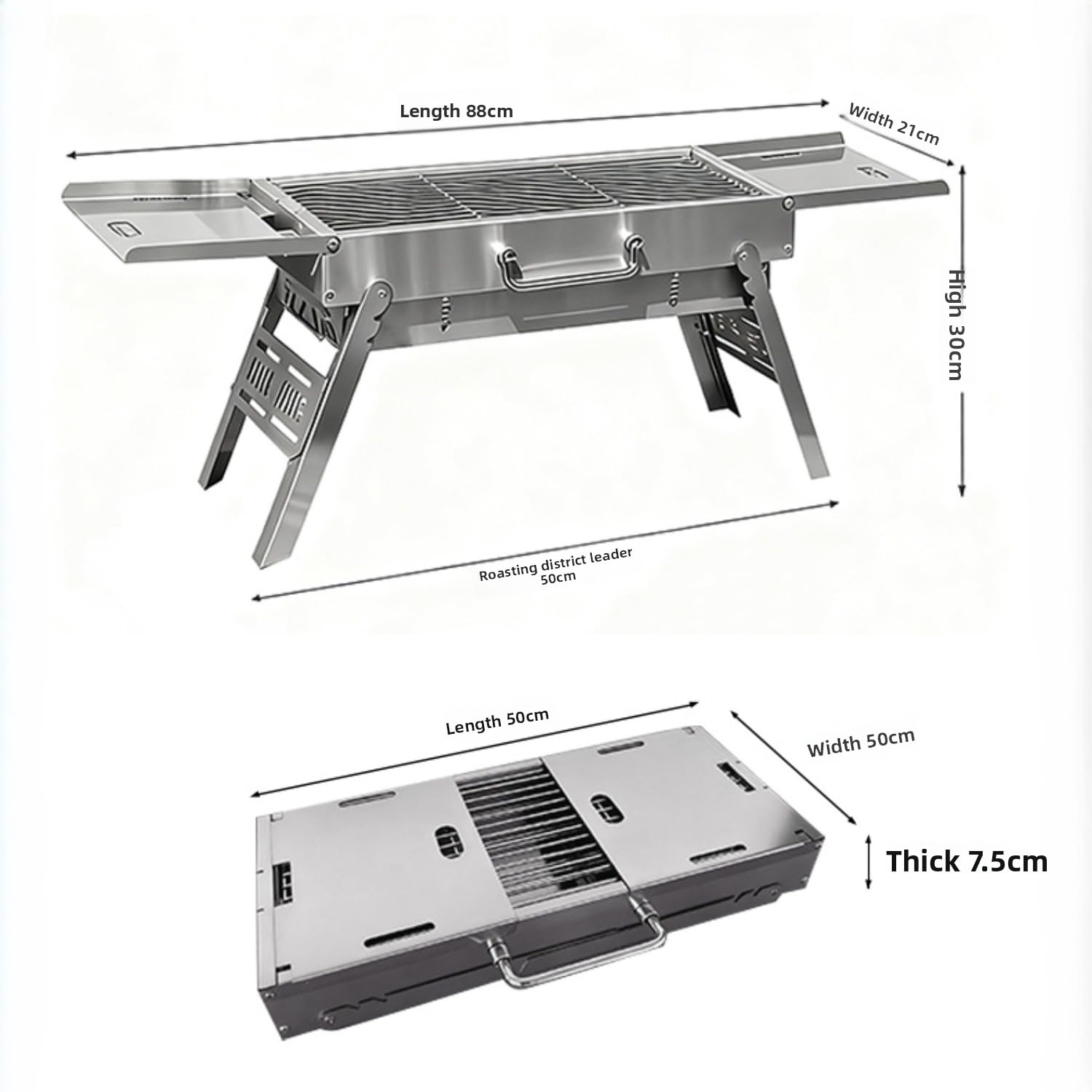 Barbecue portatile pieghevole a carbonella, griglia da campeggio in acciaio inox ispessito, design compatto per un facile trasporto e utilizzo