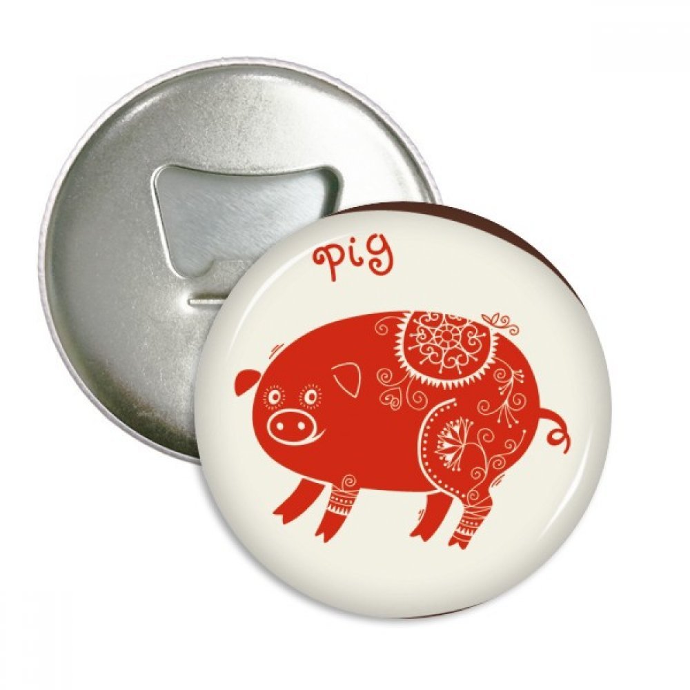 Ouvre-bouteille aimant pour réfrigérateur rouge zodiaque porc 3pcs