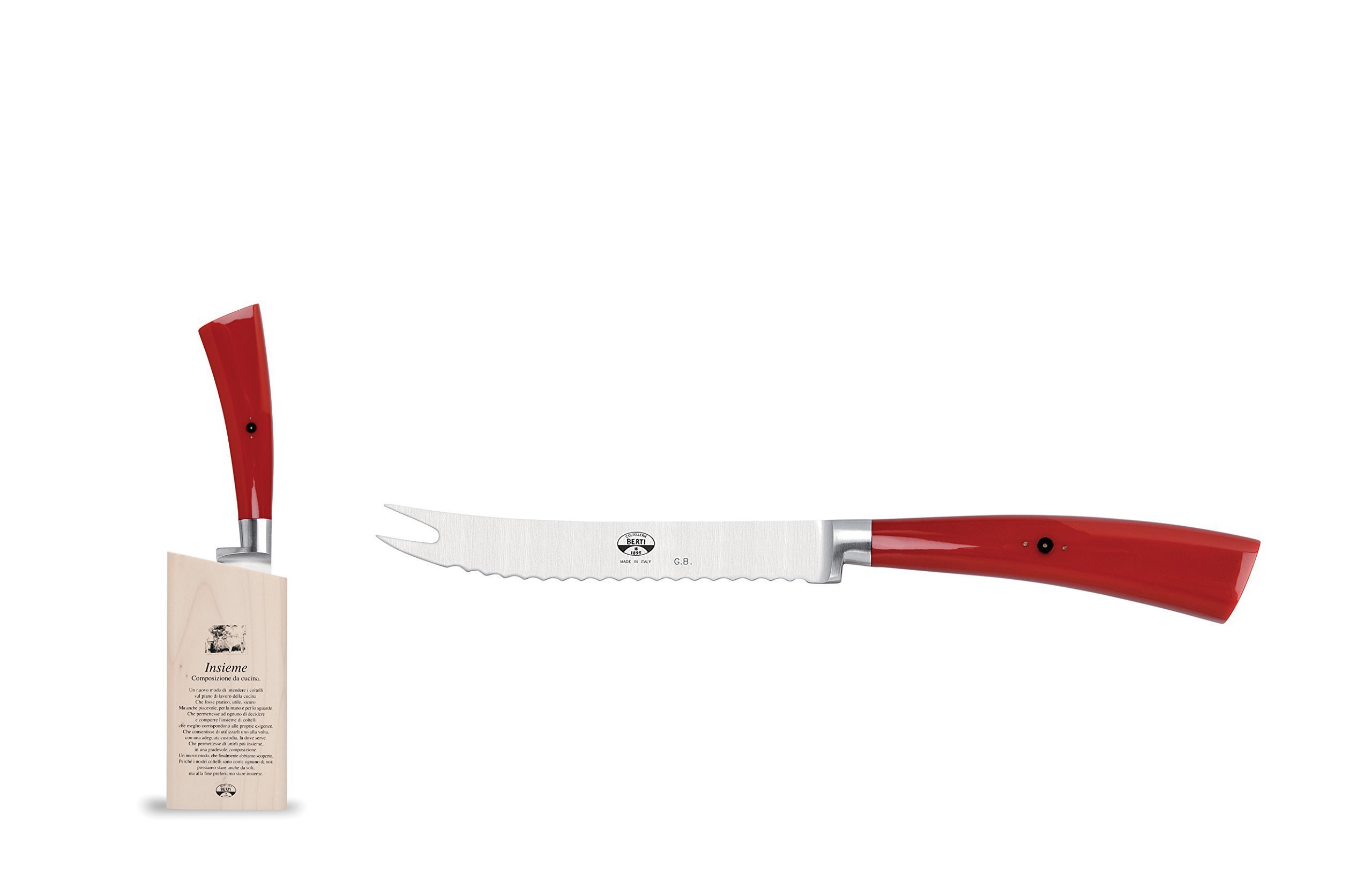 Coltellerie Berti - Insieme - Forchettone da arrosto - Ceppo magnetico + coltello cucina forgiato (brevettato)