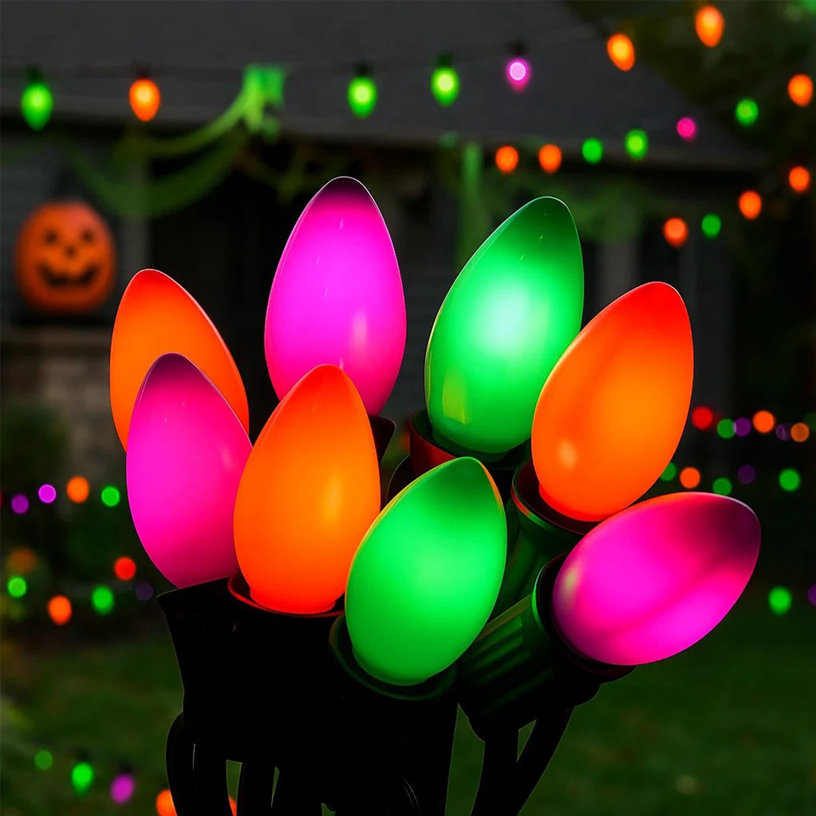 Halloween Lights, 25Ft C7 LED String Lights with Orange