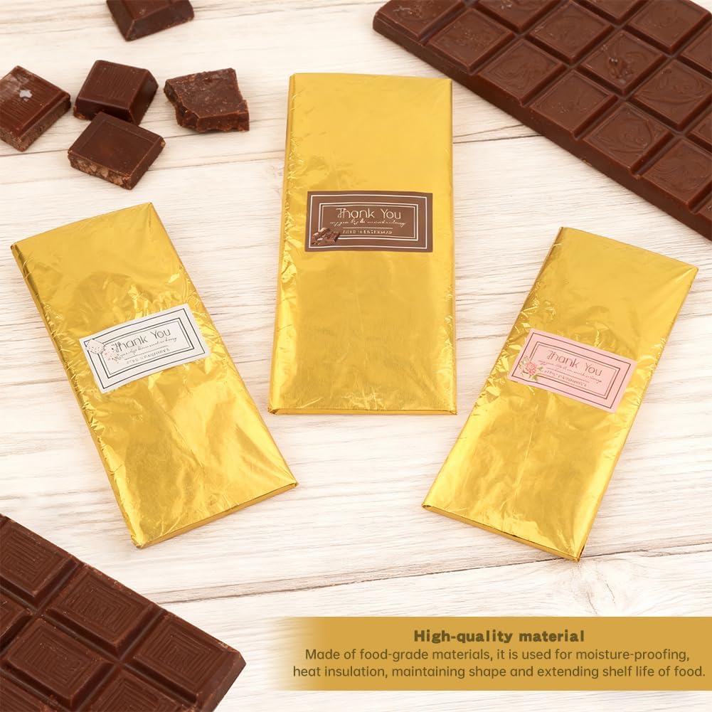 Chocolate Wrappers 100Pk, 7.9x7.9" Candy Wrapping Paper with Stickers