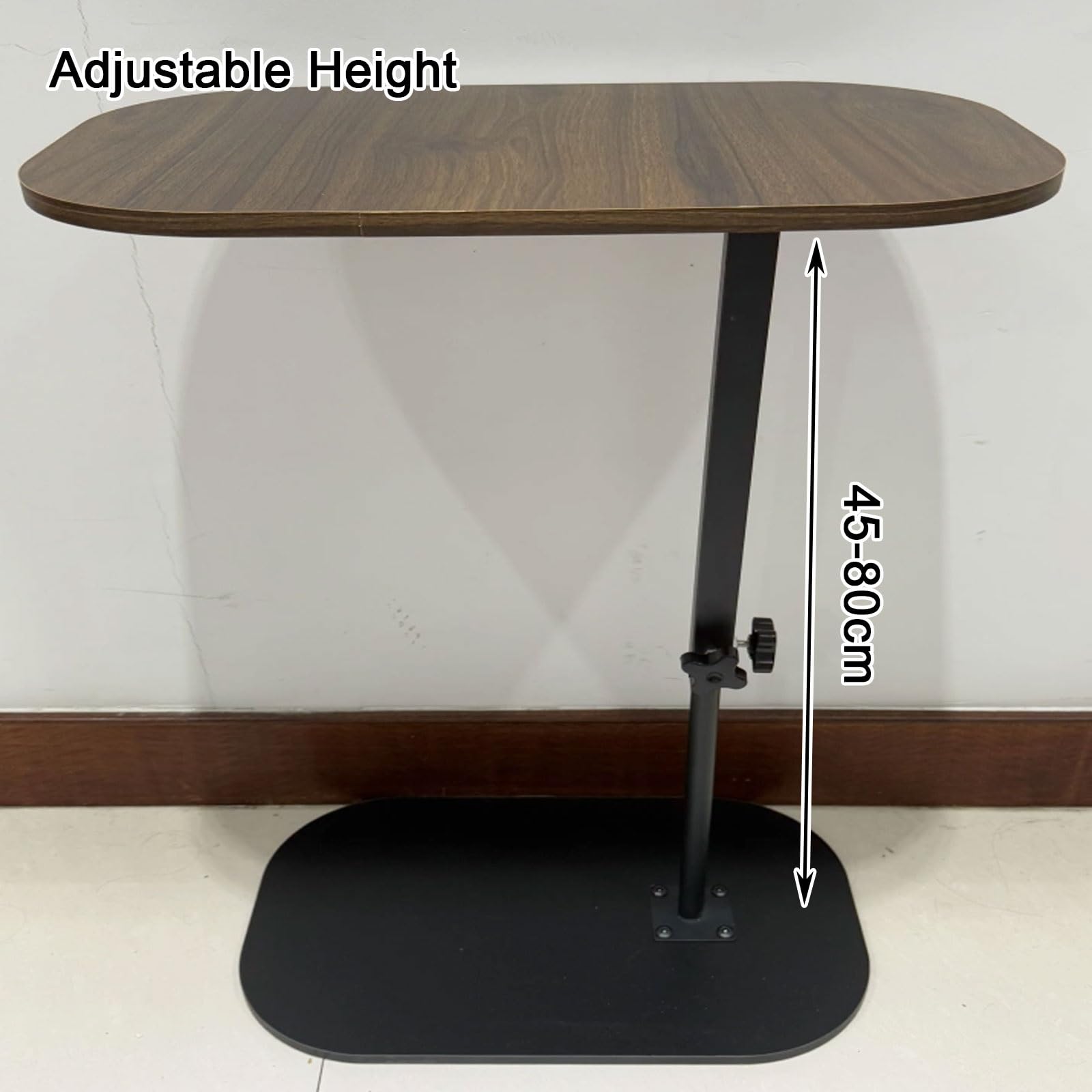 Mesa Auxiliar Regulable en Altura Mesita de Noche de Tablero Artificial, Mesita de Noche de Dormitorio, Tablero Engrosado Giratorio 360°, para el Hogar, Hospital(Brown)
