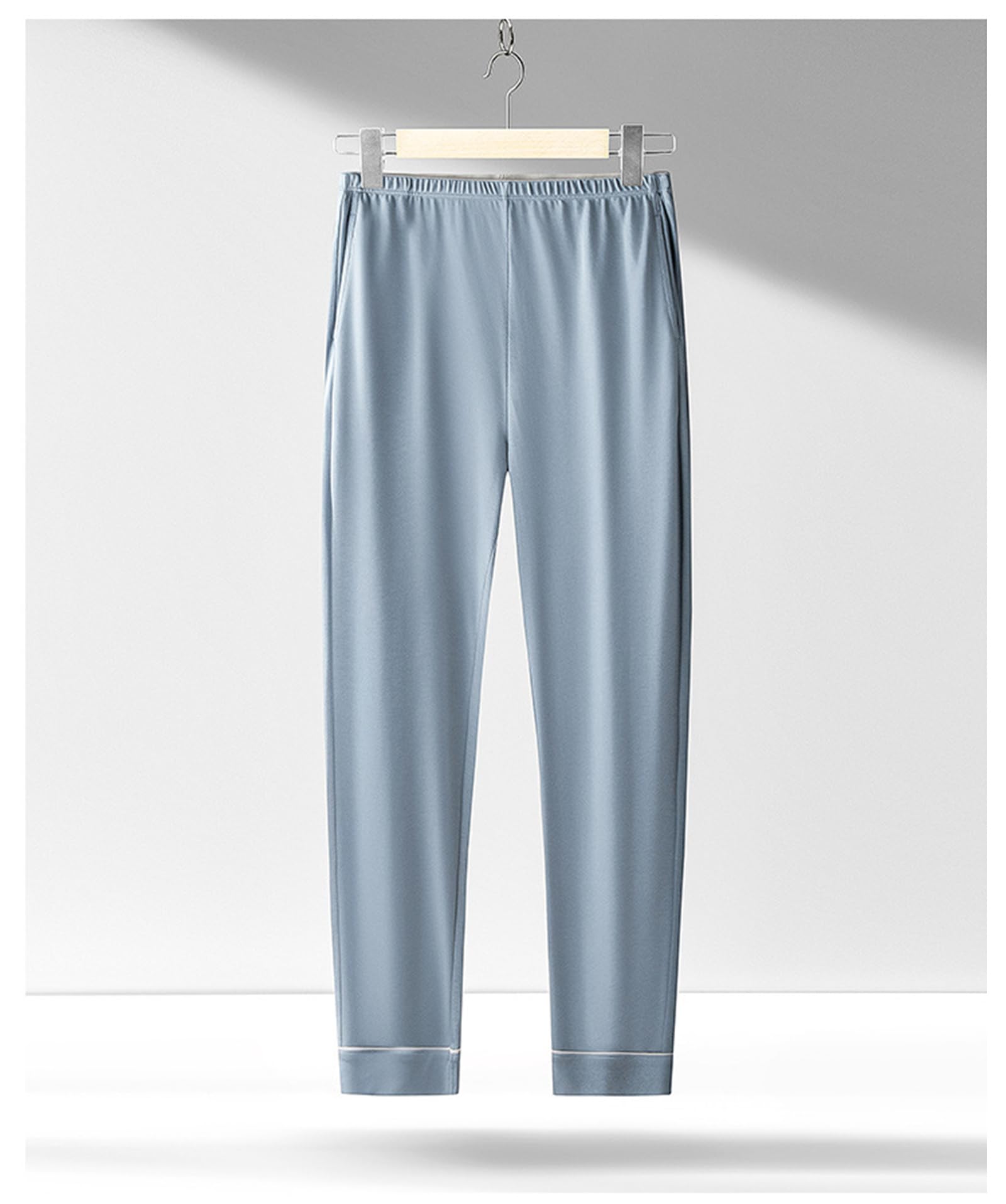 Set di Pigiami in Cotone da Uomo, Casual a Maniche Lunghe Pigiameria Superiore e Inferiore Pjs Set Loungewear con Tasche