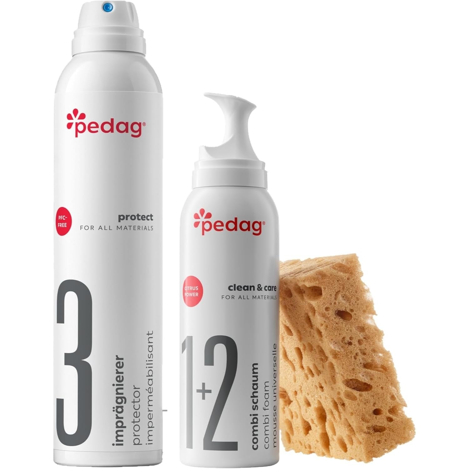 Pedag Leather/Suede/Nubuck/Textile Cleaner and Conditioner with Waterproofing Kit, 250 ml/150 ml, 3 Count