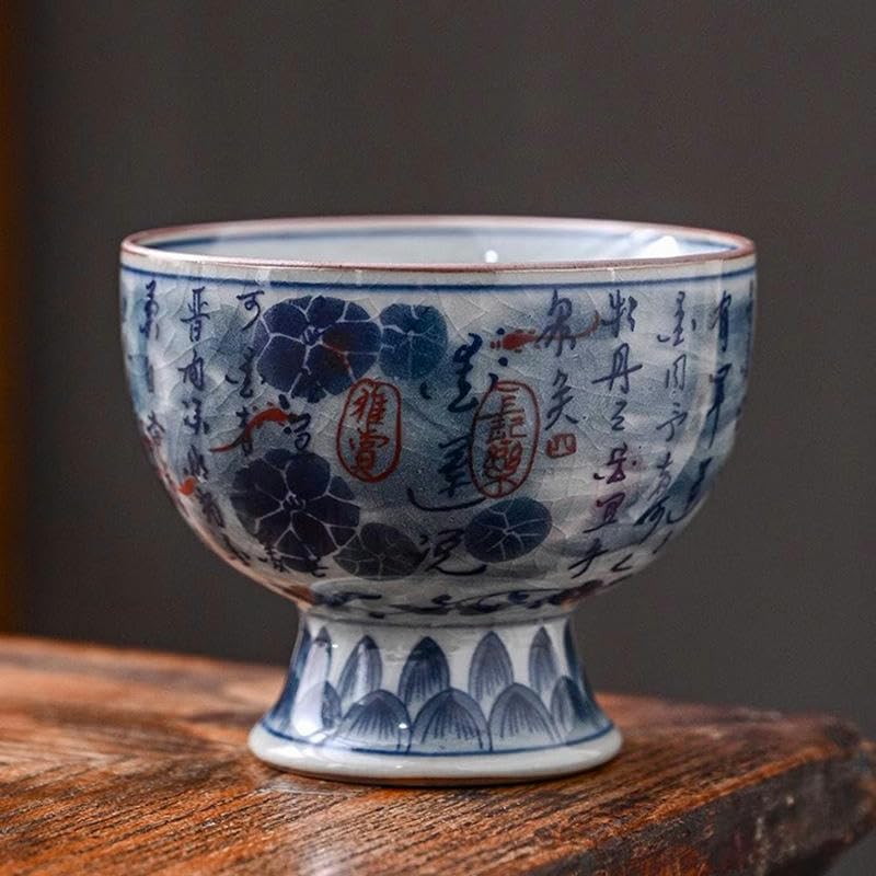 Zestaw do herbaty Chiński zestaw do herbaty, 7,4 * 6,1 CM Niebiesko-biały porcelanowy kubek do herbaty Ceramiczny kielich Porcelanowy wina Kubek kawy(Qingming River Map)