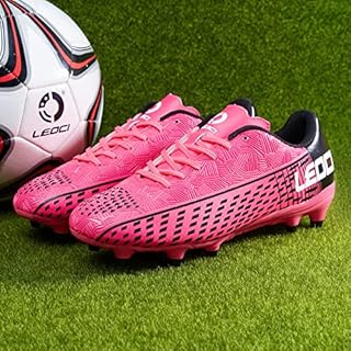 LEOCI Soccer Cleats for Women's and Men's Outdoor Unisex Football Shoes Firm Rugby Boots