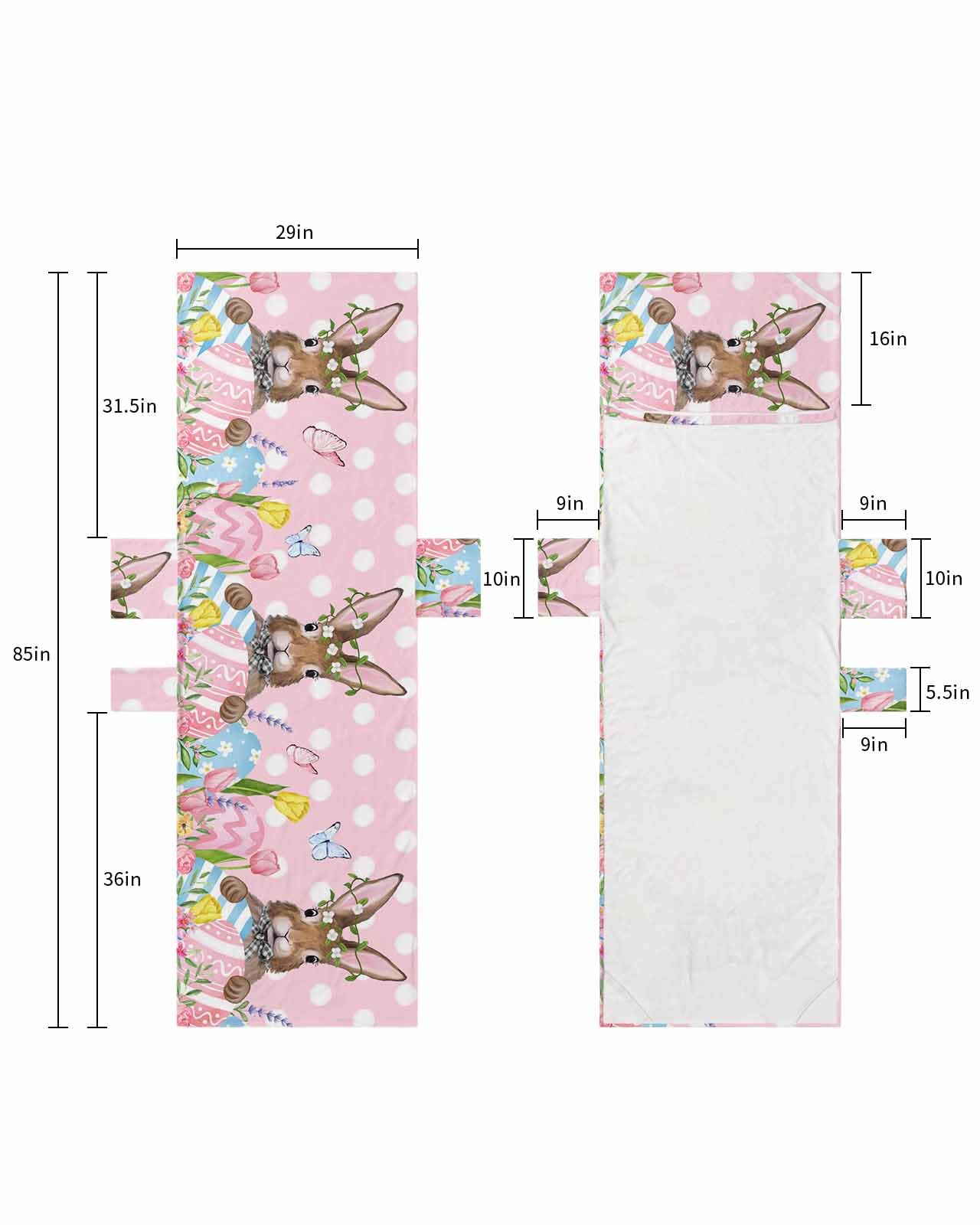 Pink Polka Dots Easter Bunny Beach Lounge Chair Towel Cover, Soft Chaise Lounge Towel with Side Pockets Patio Pool Chairs Cover for Beach/Pool Sunbathing 29x85 Spring Floral Tulip Colorful Eggs