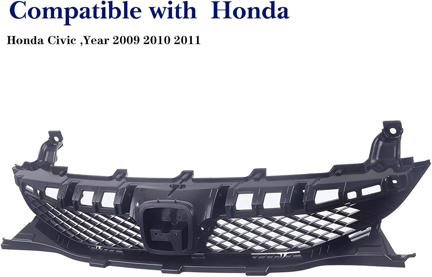 Replacement Parts Front Grille Grill Assembly Black Shell And Insert Compatible With Honda Civic 2009 2010 2011 Sedan