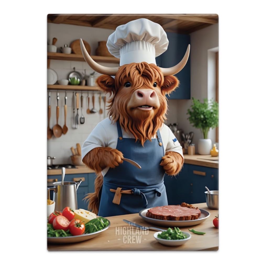 The Original Metal Sign Bull Chef Fridge Magnet (65 X 90 Mm) - The Highland Crew