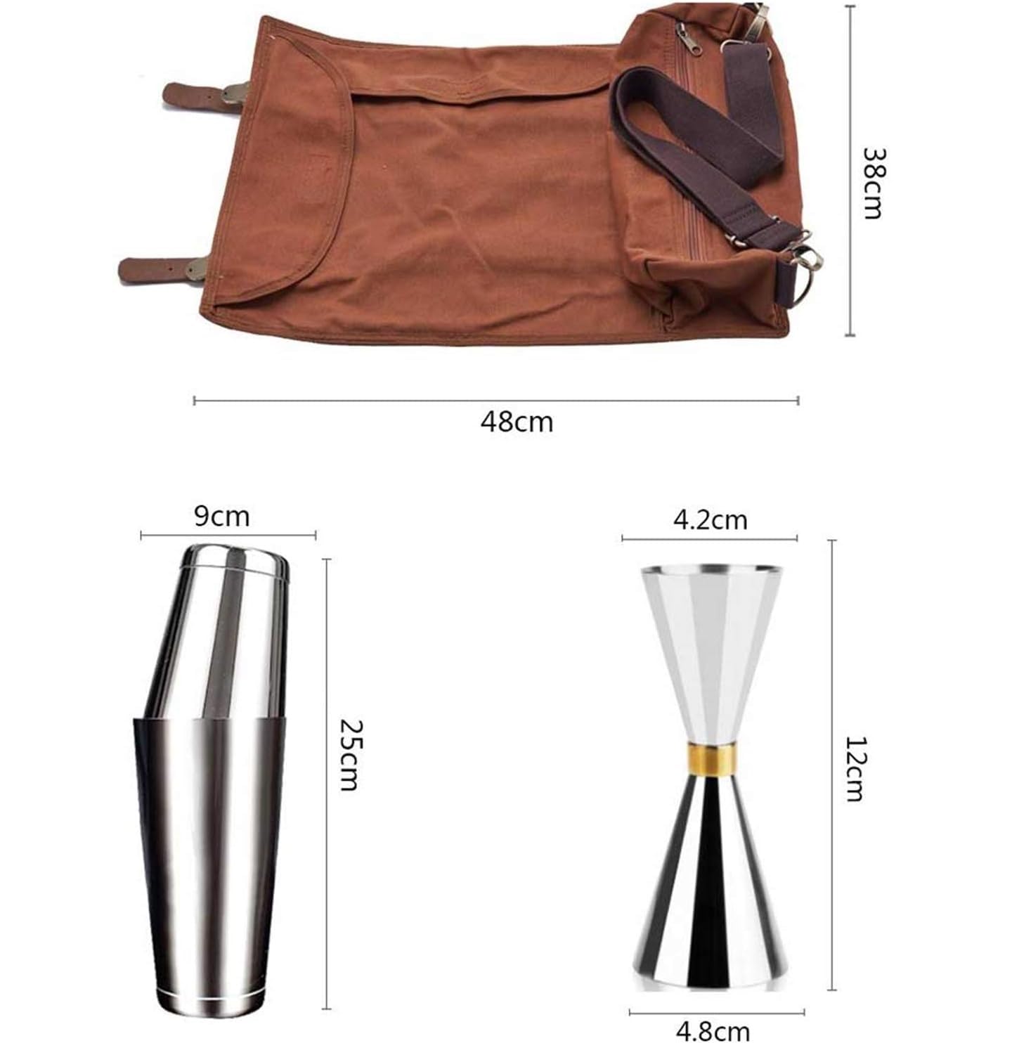 Coctelera de Cóctel,Barman Juego de coctelería Acero Inoxidable coctelera Herramientas Barra con Bolsa Almacenamiento Amantes de Los Cócteles