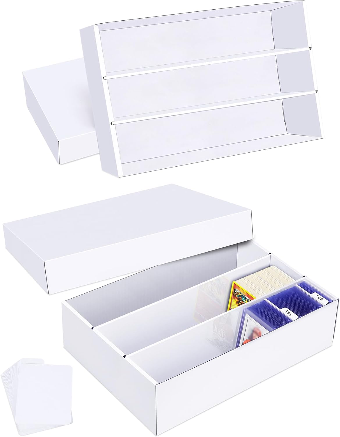 Trading Card Storage Box 2 Pack–2400 Count Cardboard Organizer with Dividers for MTG, TCG, Sports, Toploader, Commander