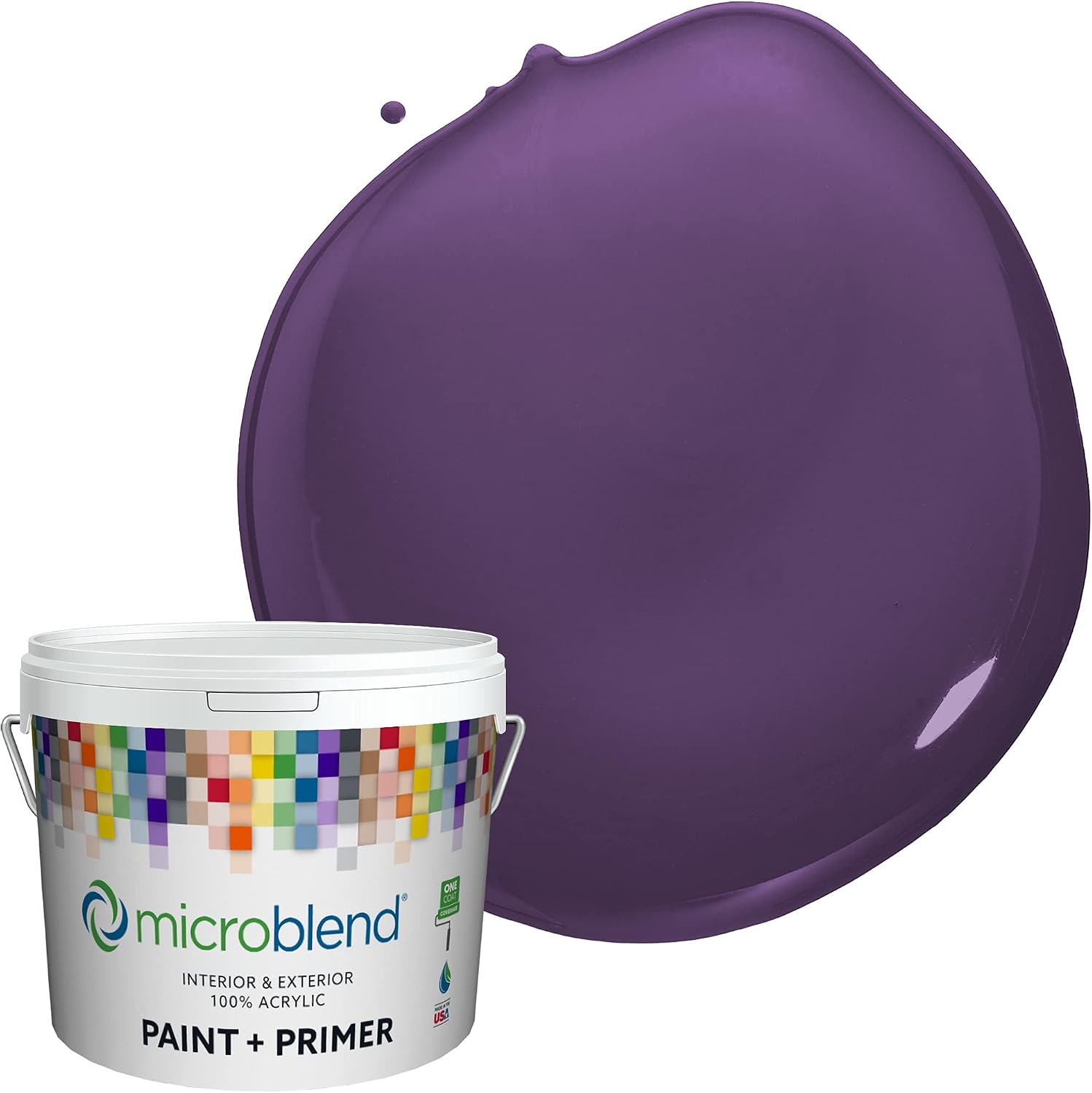 Microblend Exterior Paint and Primer - Purple/Royal Iris, Eggshell Sheen, Quart, Premium Quality, UV and Rust Blockers, Washable, High Hide, Microblend Violets Family