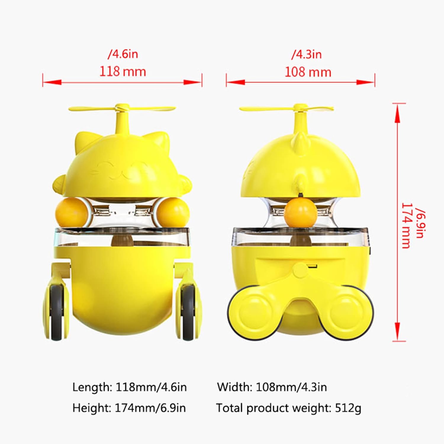Cat Treat Toy,Interactive Cat Toy,Moving Fortune Cat Tumbler Treat Toys, Pets Leaking Food Training Ball with Teasing Aircraft,Red blue