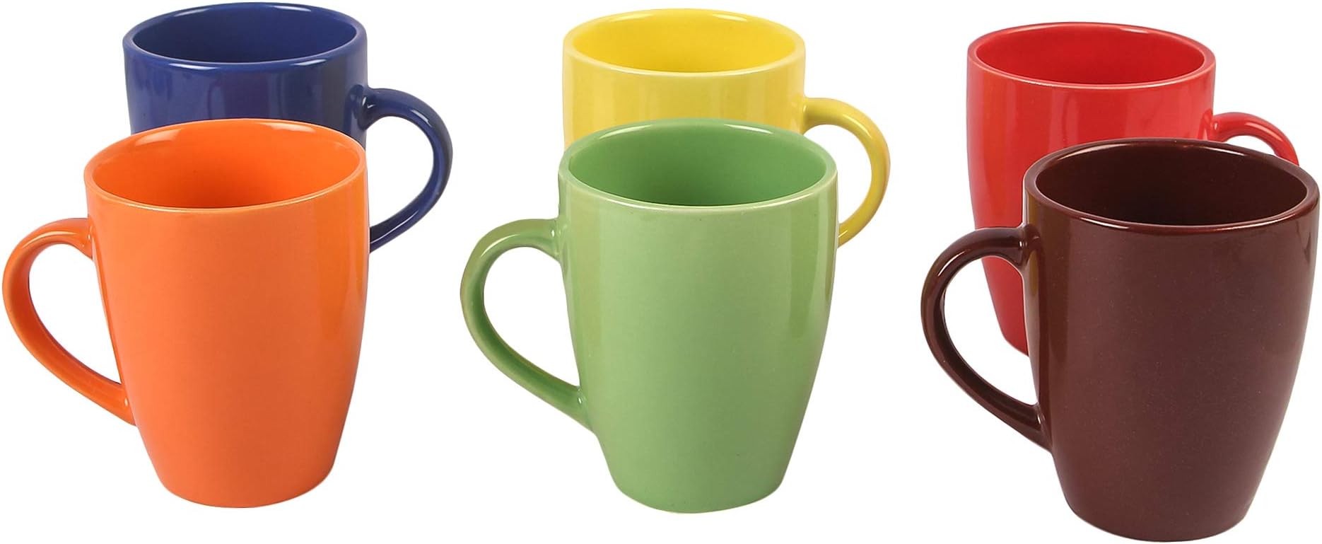 Saavre Diana Series Ceramic Coffee Mug Set – 280ml (Set of 6) | Handcrafted, Lead-Free, Chip-Resistant | Microwave and Dishwasher Safe | Large Handle Tea Cup for Home and Office Use (Color May Vary)