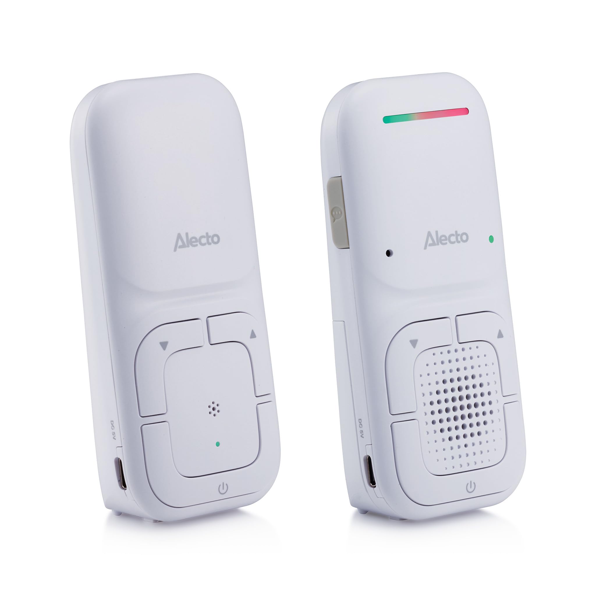 Alecto DBX130 DECT niania audio - tryb Full Eco, funkcja VOX, 100% bezproblemowe połączenie, zasięg 300 m, wskaźnik koloru LED, funkcja interkomu, nowoczesne wzornictwo, długi czas pracy baterii
