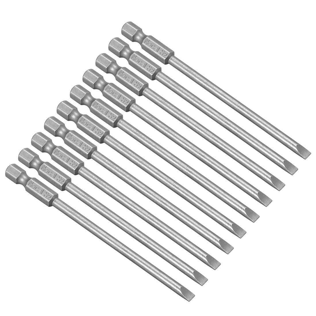 Embouts de tournevis plat SL2.5 magnétique H1/4 queue hexagonale 50 mm 10 pièces