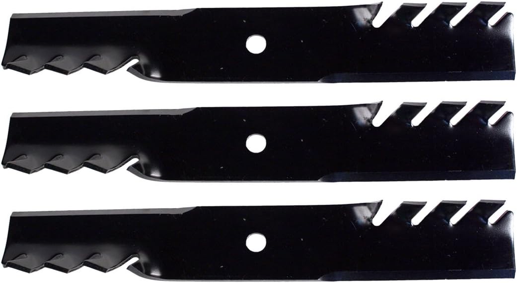 USA Mower Blades 3 MB061BP Toothed Medium Lift for Ariens 00273000 04919100 04920600 05244100 Toro 103-2507 Length 16-1/4 in. Width 2-1/2 in. Thickness .204 in. Center Hole 5/8 in. 32 in. 48 in. Deck