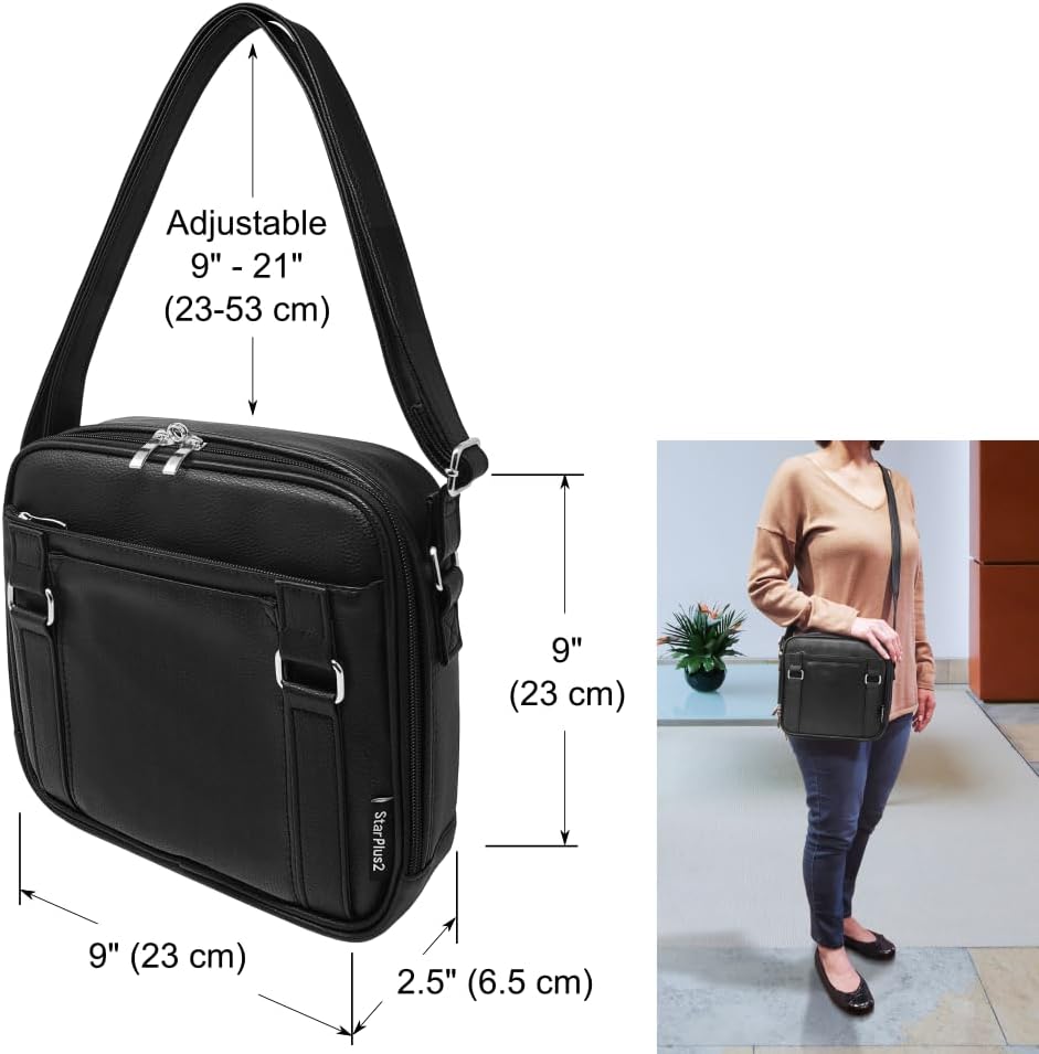 Medium 2-in-1 Pill Bottle Organizer, Crossbody PU Leather Purse for Women, Medicine Bag, Case, Carrier for Medications, Travel Medicine Organizer, Med Bag - Black (Without Lock) - Image 4