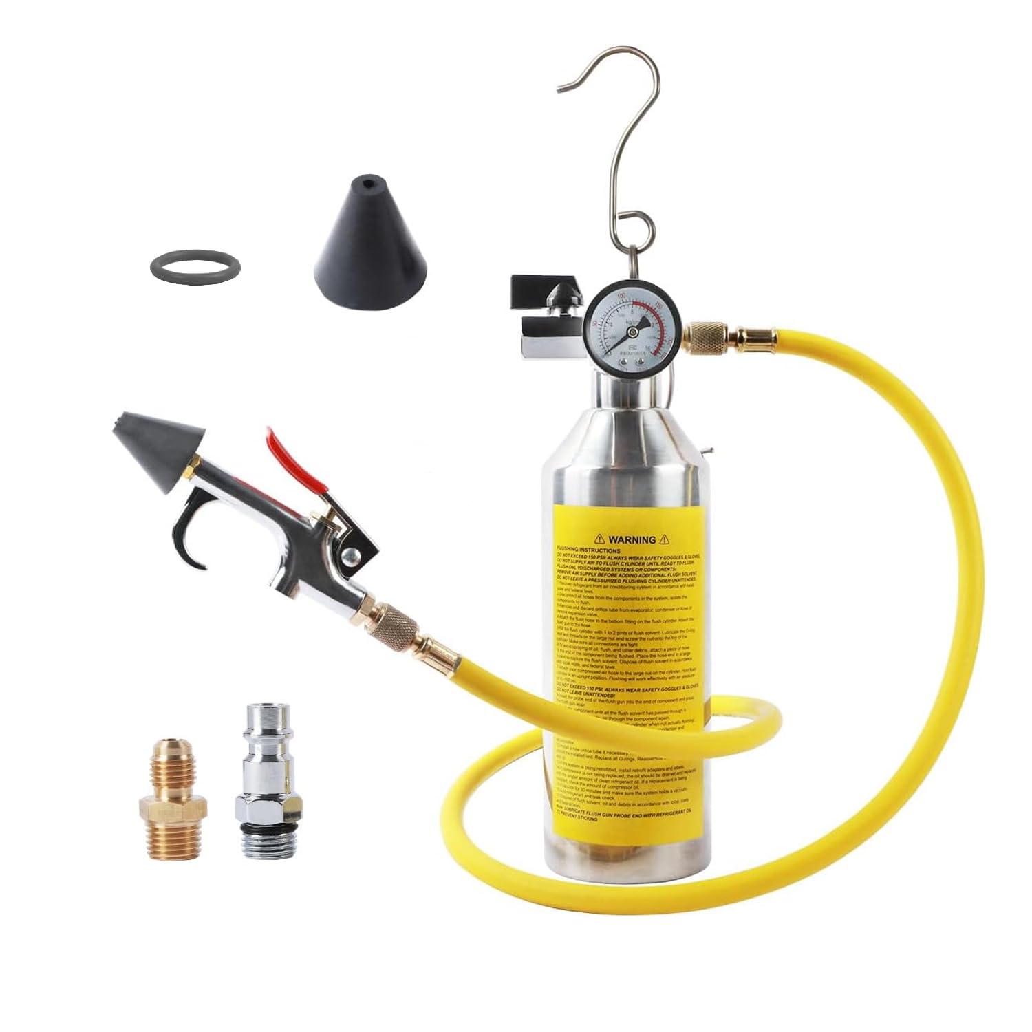 YOYUTOX AC Flush Kit Automotive Home HVAC Flush Tool Stainless Steel Canister, Auto A/C Flushing Kit House Air Conditioning Flushing Bottle Set