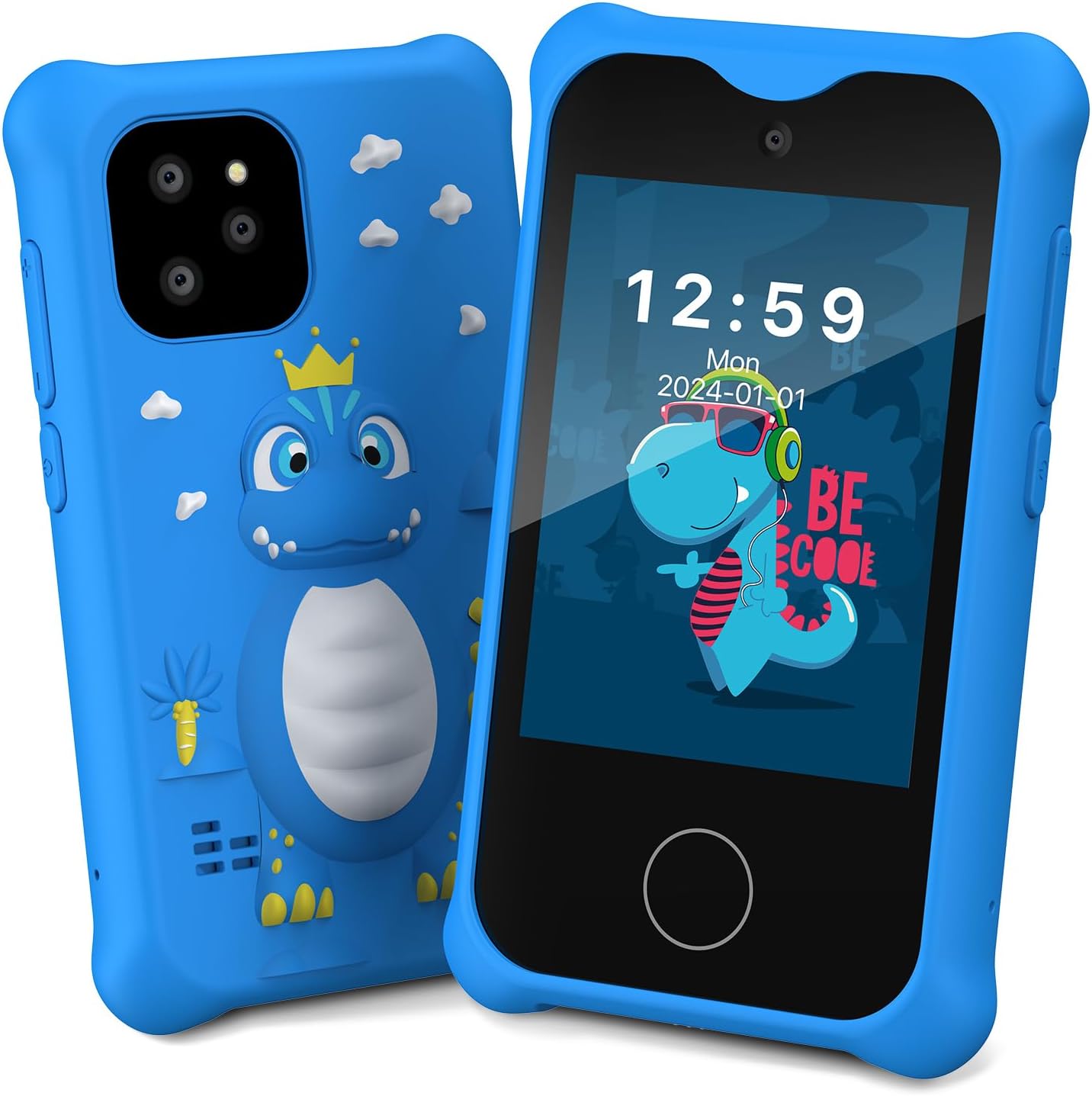 Kids Smart Phone Toys Cell Phone for Boys Girls Toddlers Baby Childrens 3-8 Years Old with 64GB Card Camera Touchscreen for Birthday, Blue