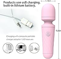Vista 4 de Mini masajeador con 10 modos de vibración silenciosos, masajeador personal inalámbrico para cuello, hombro, espalda y cuerpo (rosa)