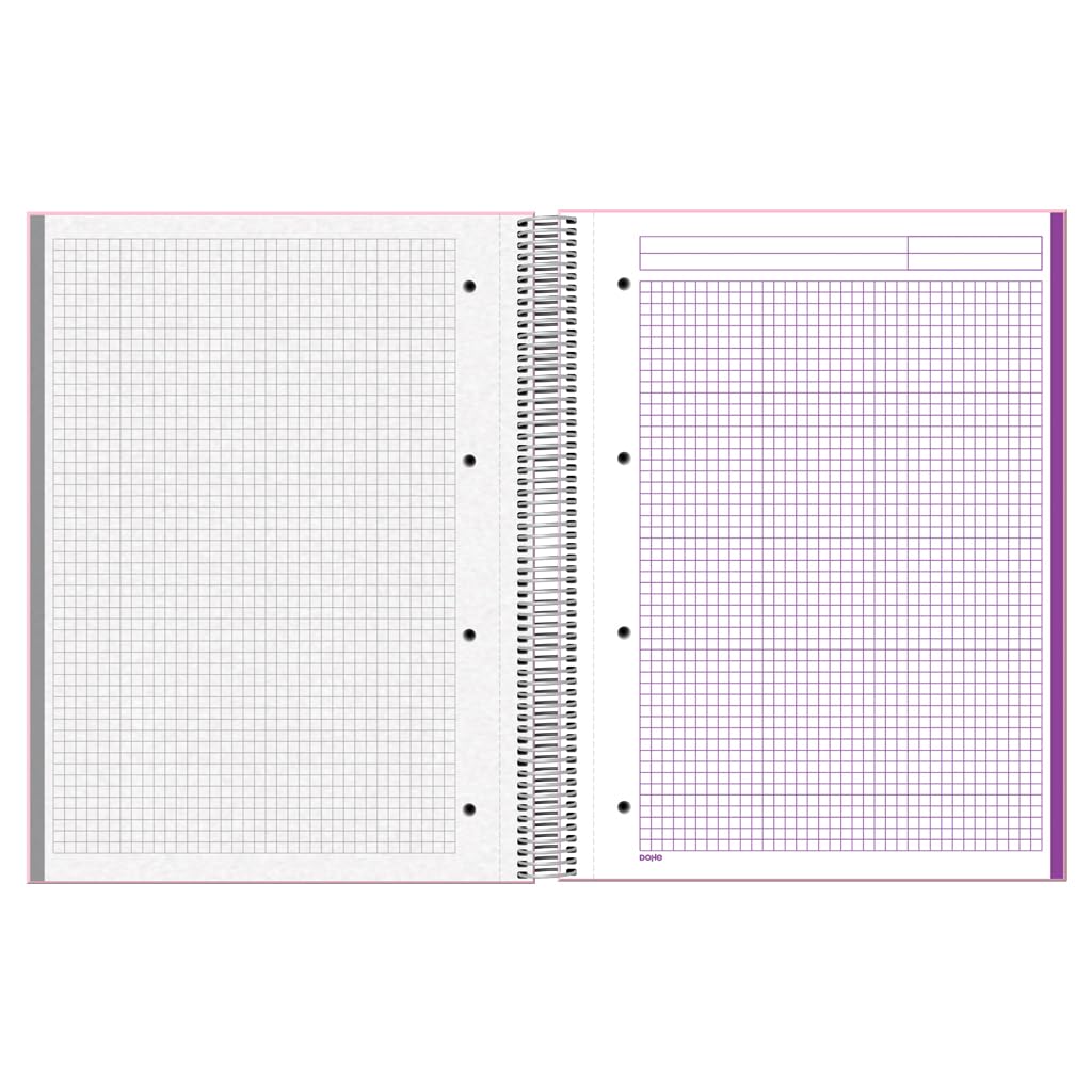 DOHE, A4 Squared Notebook, Spiral Binding, 100 Sheets of 90 g/m², 5 mm Square, Hardcover, Yale University Pink Lady - Image 2